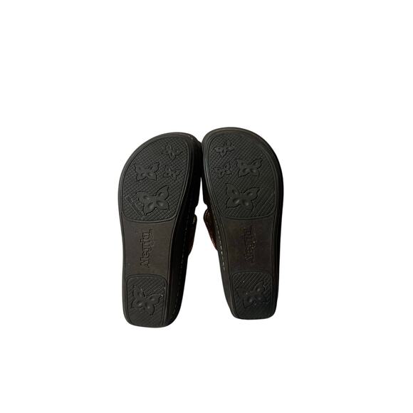 Women's Alegria Gold Faux Snakeskin Slip On Sandal Slide Size 40 US 9 Pre Owned - Picture 6 of 6